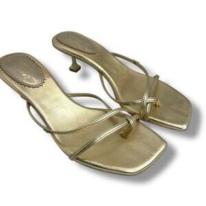 Circus NY Sam Edelman Gold Leaf Metallic Kitten Heels Size 8 Dress Sandals EUC